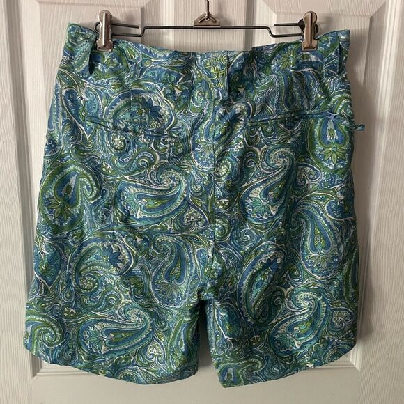 Tighman Active Fit Short in Blue with Green Paisley by Liquid Flow W32 - Picture 2 of 6